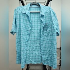 Under Armour Light Blue Plaid Casual Shirt Fitted Size XL